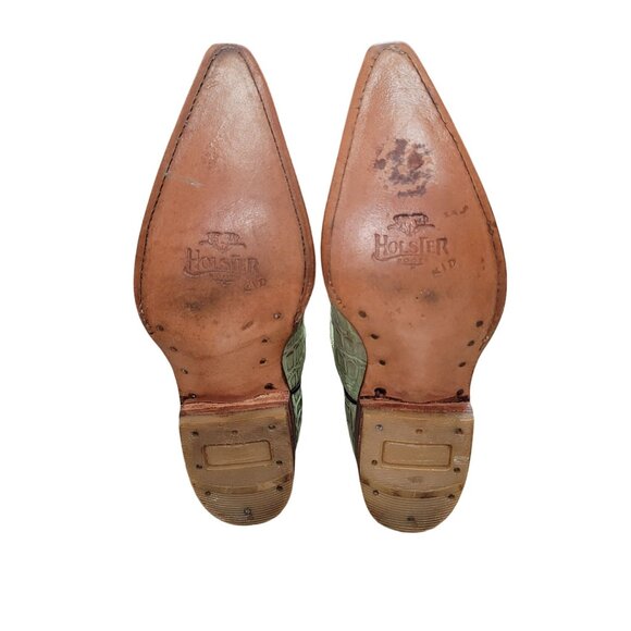 Holster Kids Cowhide Caiman Print Embroidered  Boots Leather Western Cowboy Boot - Picture 7 of 9